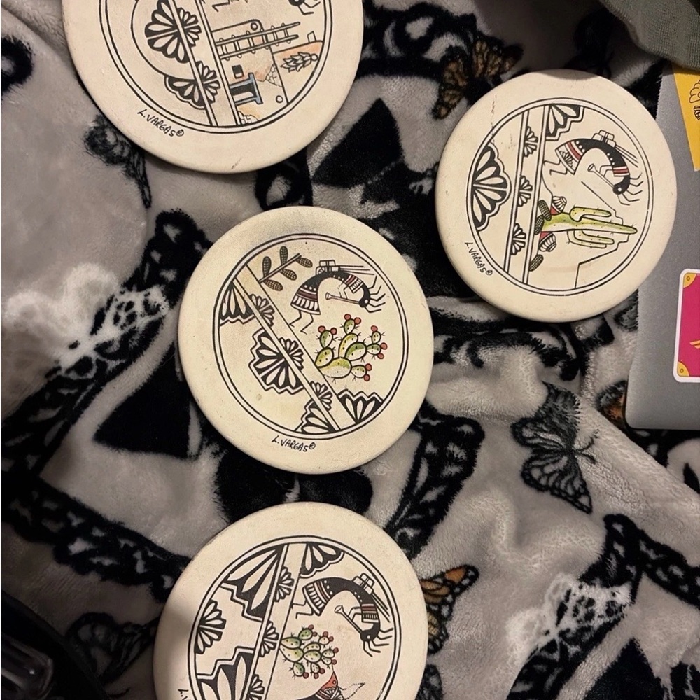 Set of Four ceramic vintage southwestern Coasters